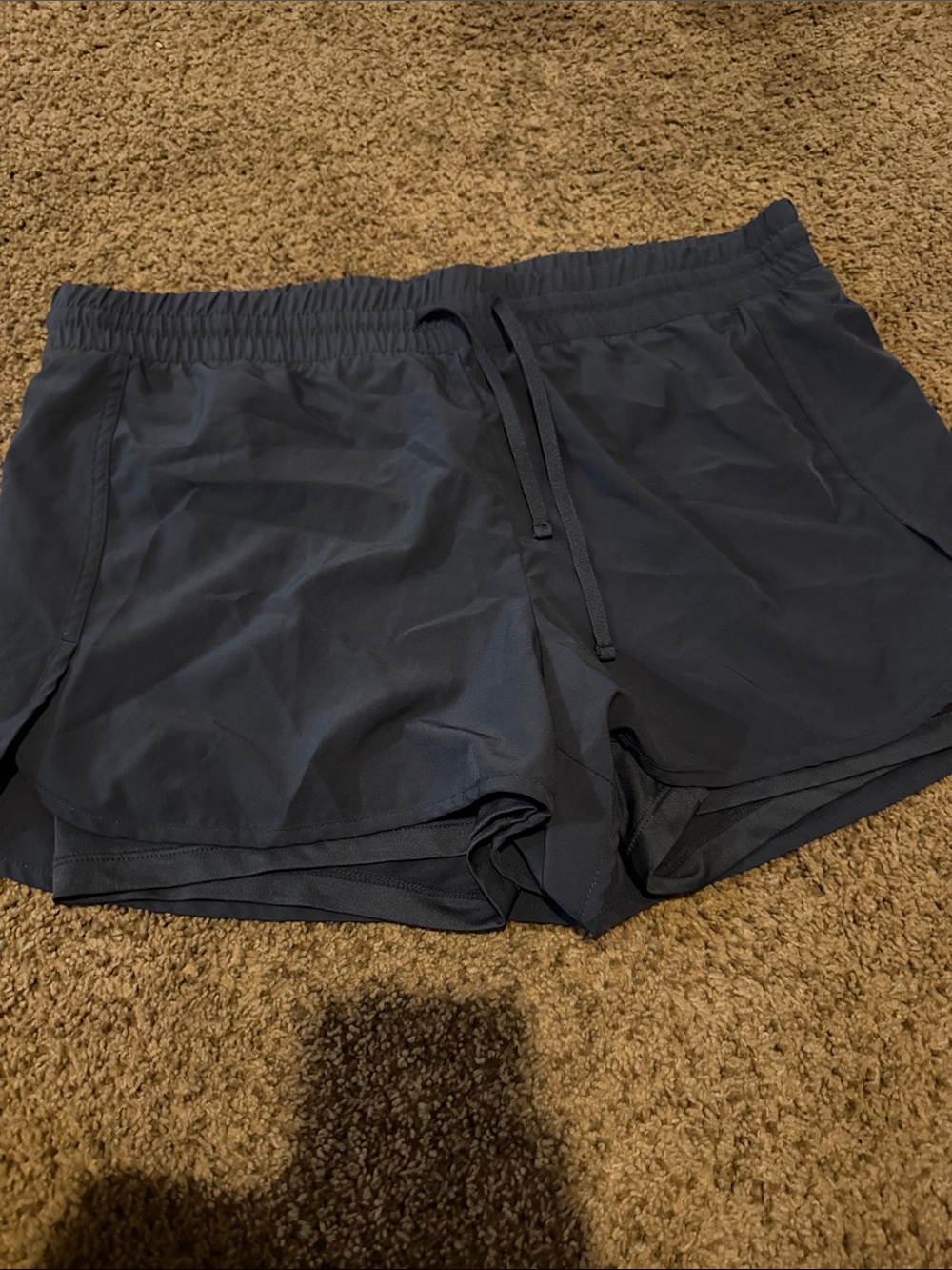 Women's Navy Athletic Running Shorts with Drawstring